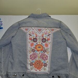 Savanna Jane Light Blue Embroidered Jean Jacket